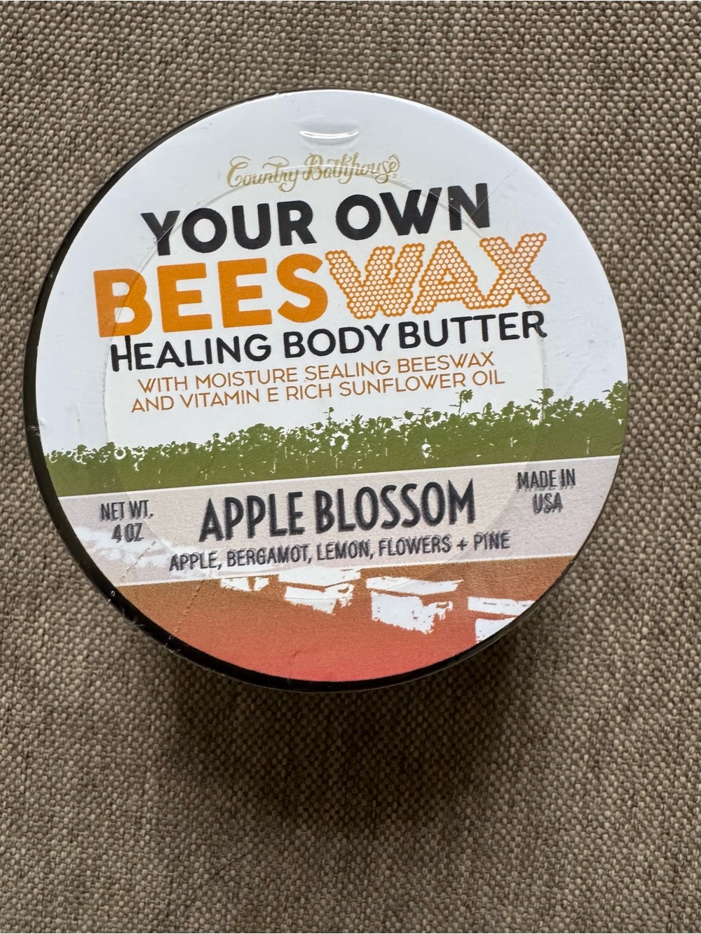 New Country Bathhouse Your Own Beeswax Apple Blossom Healing Body Butter Lotion
